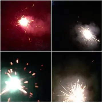 Bright Fireworks Against Dark Sky