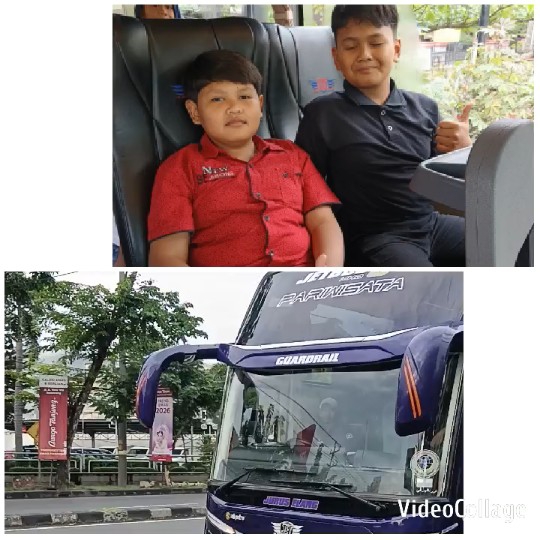 Boys Smiling on the Bus
