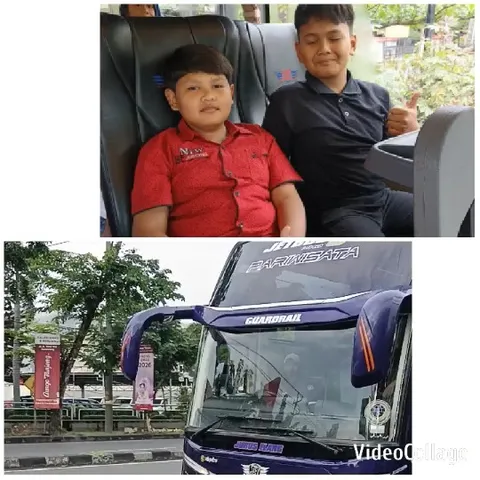 Boys Smiling on the Bus