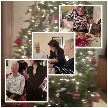 Holiday Celebration Around Christmas Tree