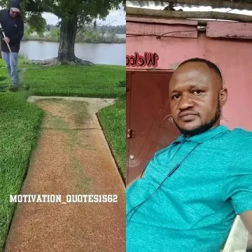 Mowing Grass and Relaxing Man
