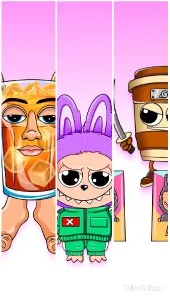 Cartoon Characters on Pink Background