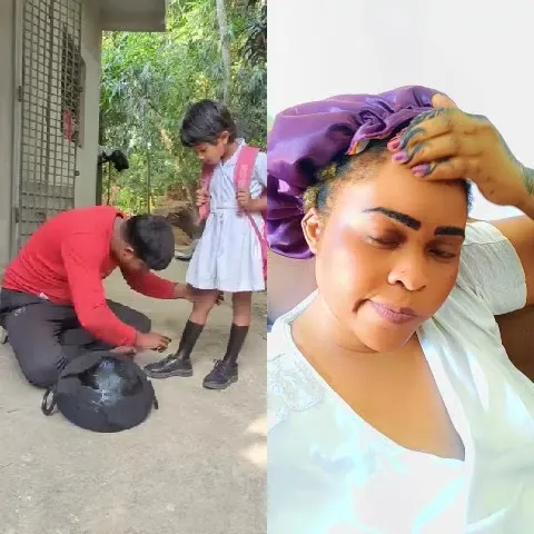 Helping Child with Shoelaces Outdoors