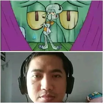 Animated Character and Man with Headphones