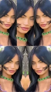 Woman with Painted Face Outdoors