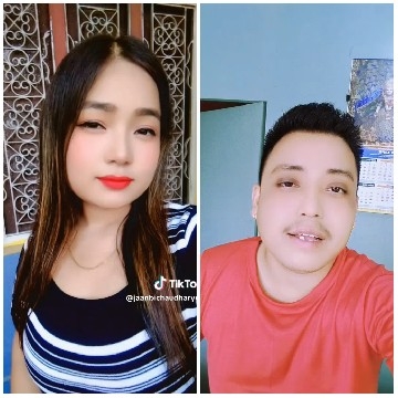 Woman and Man Posing Indoors