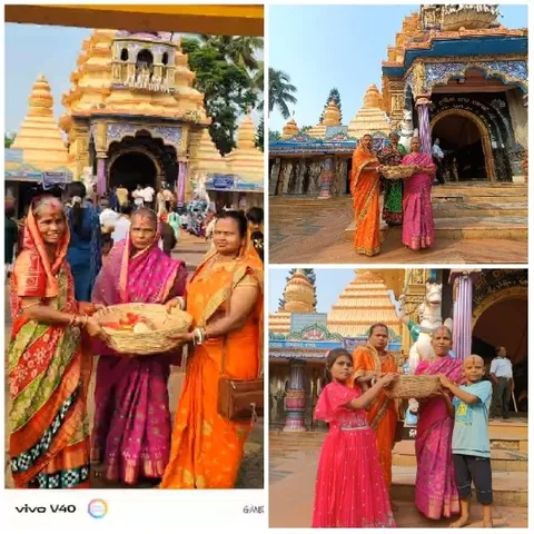 Women in Traditional Attire at Temple