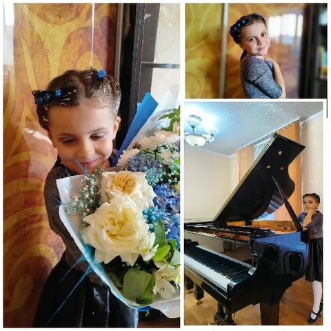 Child with Flowers and Piano
