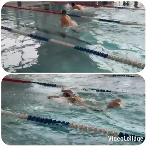 Swimmers Competing in Clear Pool
