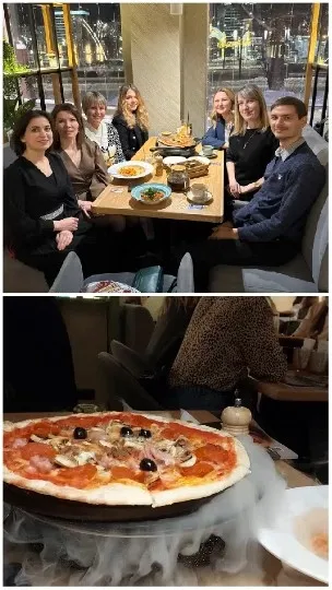 Group Dining with Pizza and Smiles