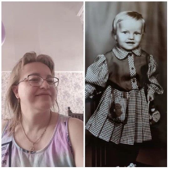 Smiling Person and Portrait of Child
