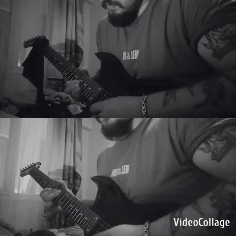 Guitar Player Indoors with Tattoos