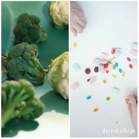 Broccoli and Colorful Candies