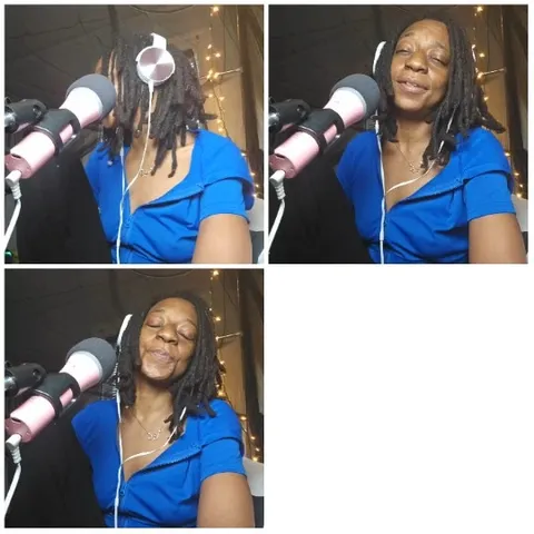 Person with Dreadlocks in Front of Microphone