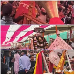 Cultural Event Around a Decorated Flag