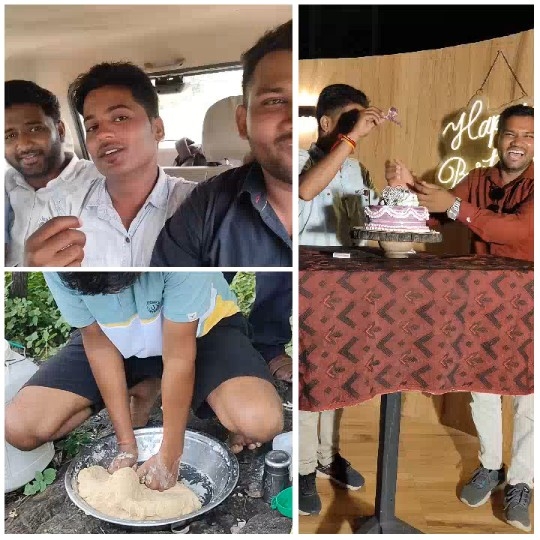 Men in Car and Dough Kneading