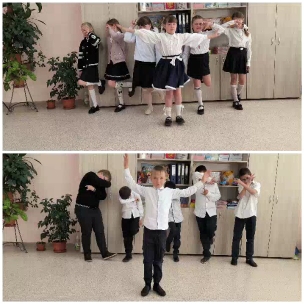 Children Posing in Classroom