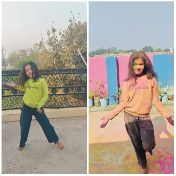 Young Person in Green and Color Powder
