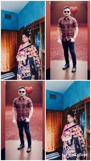 Man in Checkered Shirt and Woman in Saree