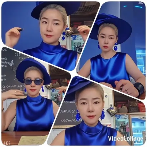 Woman in Blue Dress and Hat