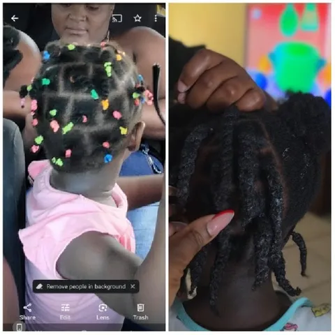 Child's Hair Styling in Progress