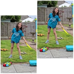 Child Playing in Garden With Toy Sword