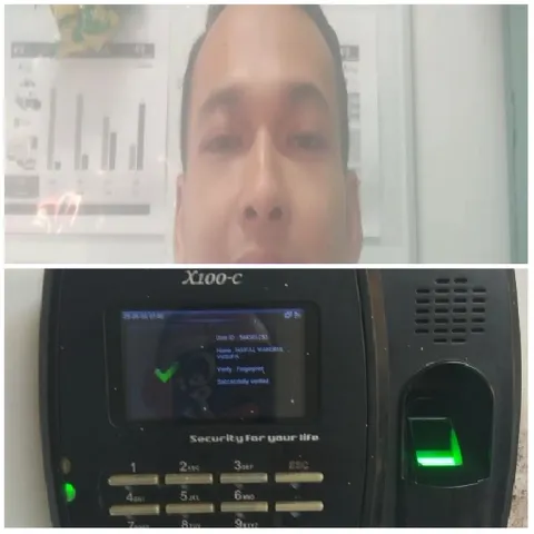 Face Behind Glass and Fingerprint Scanner