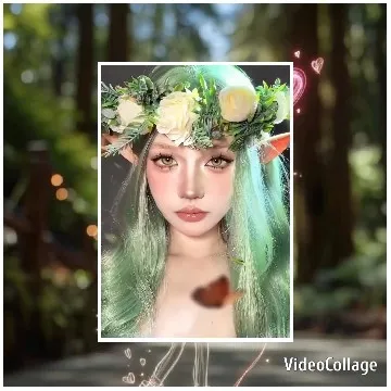 Person with Green Hair in Forest
