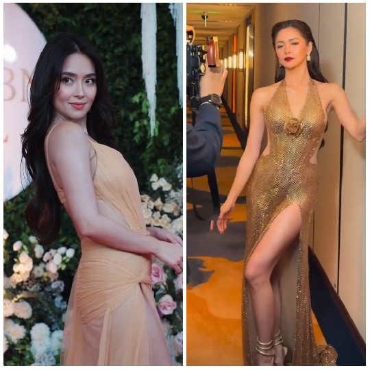 Elegant Dresses in Garden and Hallway