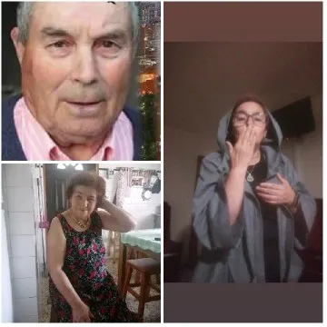 Older Adults and Woman Blowing Kiss
