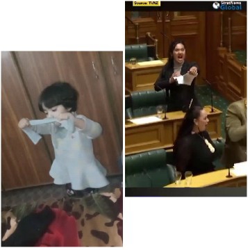 Child Tearing Paper and Assembly Scene