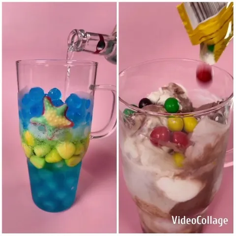 Pouring Blue Drink into Glass Mug
