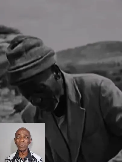Older Man Outdoors with Portrait