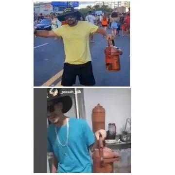 Two Men with Metal Containers