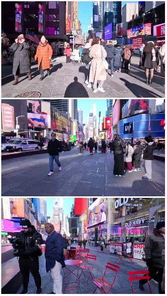 Busy Urban Street with Pedestrians