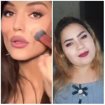 Women Applying Makeup with Focus