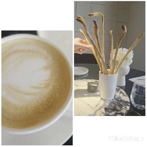 Coffee and Breadsticks on Marble