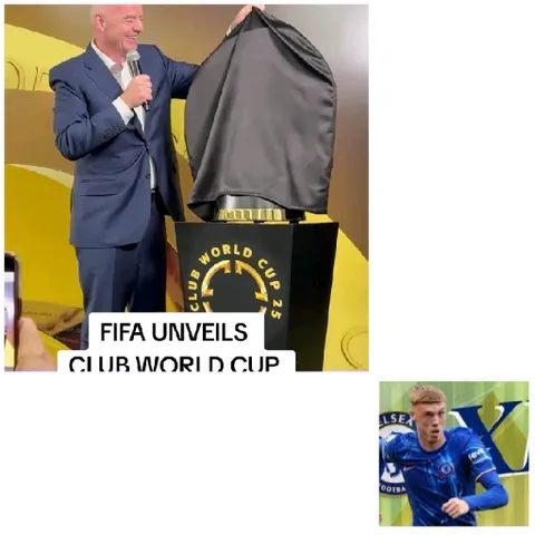 Man Unveiling Club World Cup Trophy