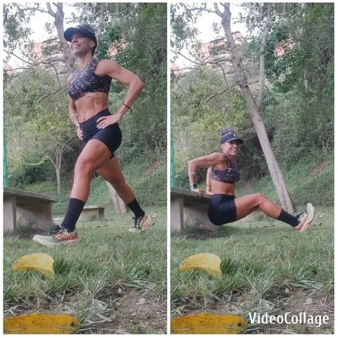 Woman Performing Step-Up and Tricep Dip