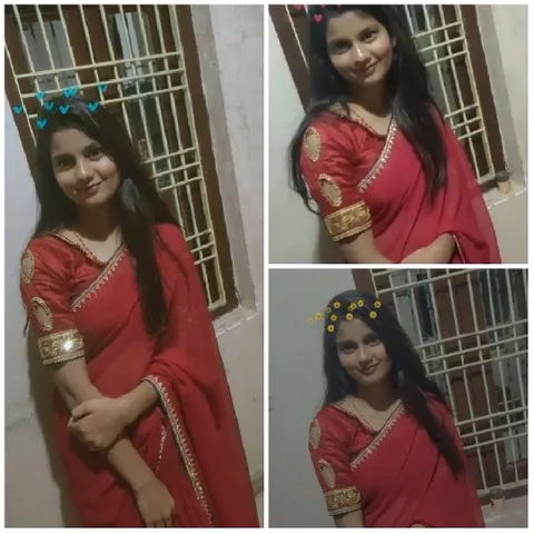Woman in Red Saree with Effects