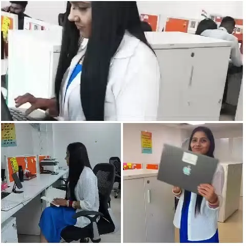 Woman in Office Using Technology