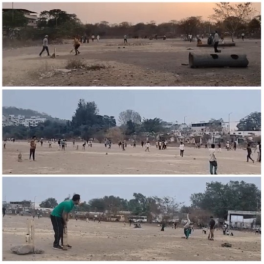 Cricket Game at Sunset