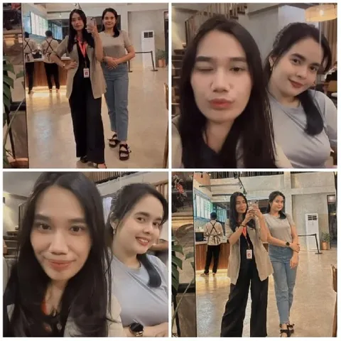 Two Women Smiling and Taking Selfies