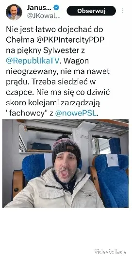 Man on Train with Winter Outfit