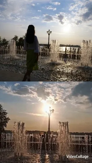 Serene Fountain Scenes at Sunset