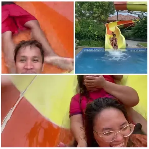 Fun Moments on a Water Slide