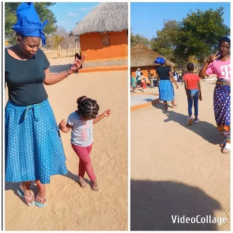 Woman Walking with Young Girl
