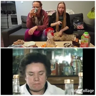 Couch Gathering with Food and Drinks
