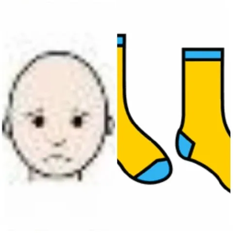 Cartoon Human Face and Yellow Socks