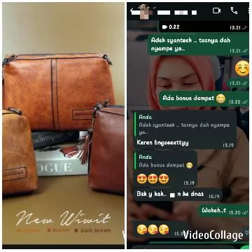 Brown Leather Bags and Chat Screenshot